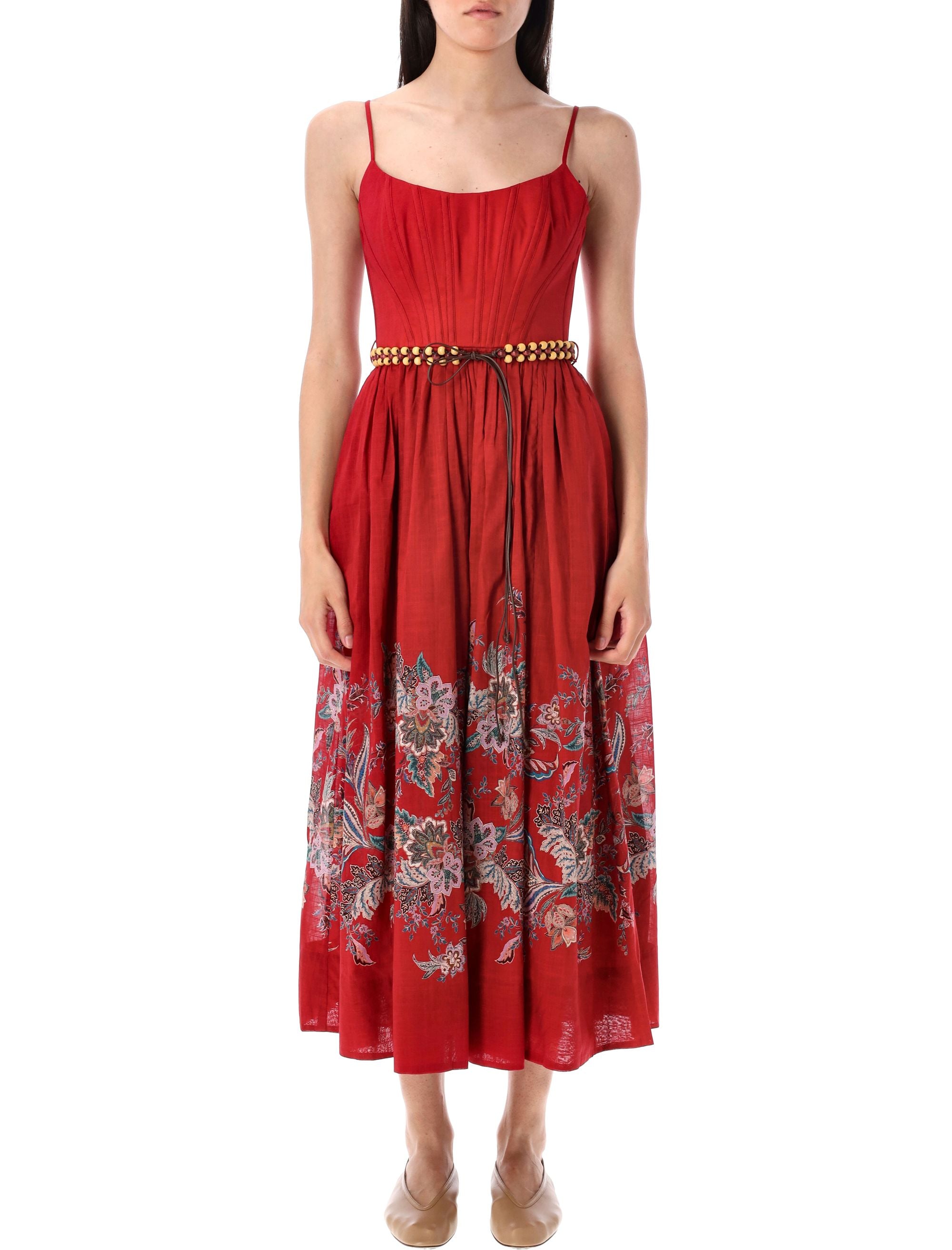 RHIANNON CROSET MIDI DRESS Zimmermann RED MULTI PAISLEY 2