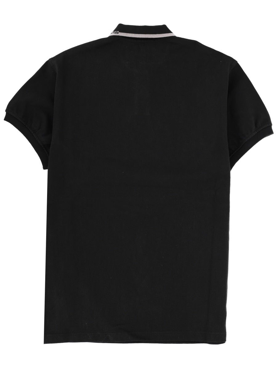 Black cotton polo mini dress by T by Alexander Wang, back view