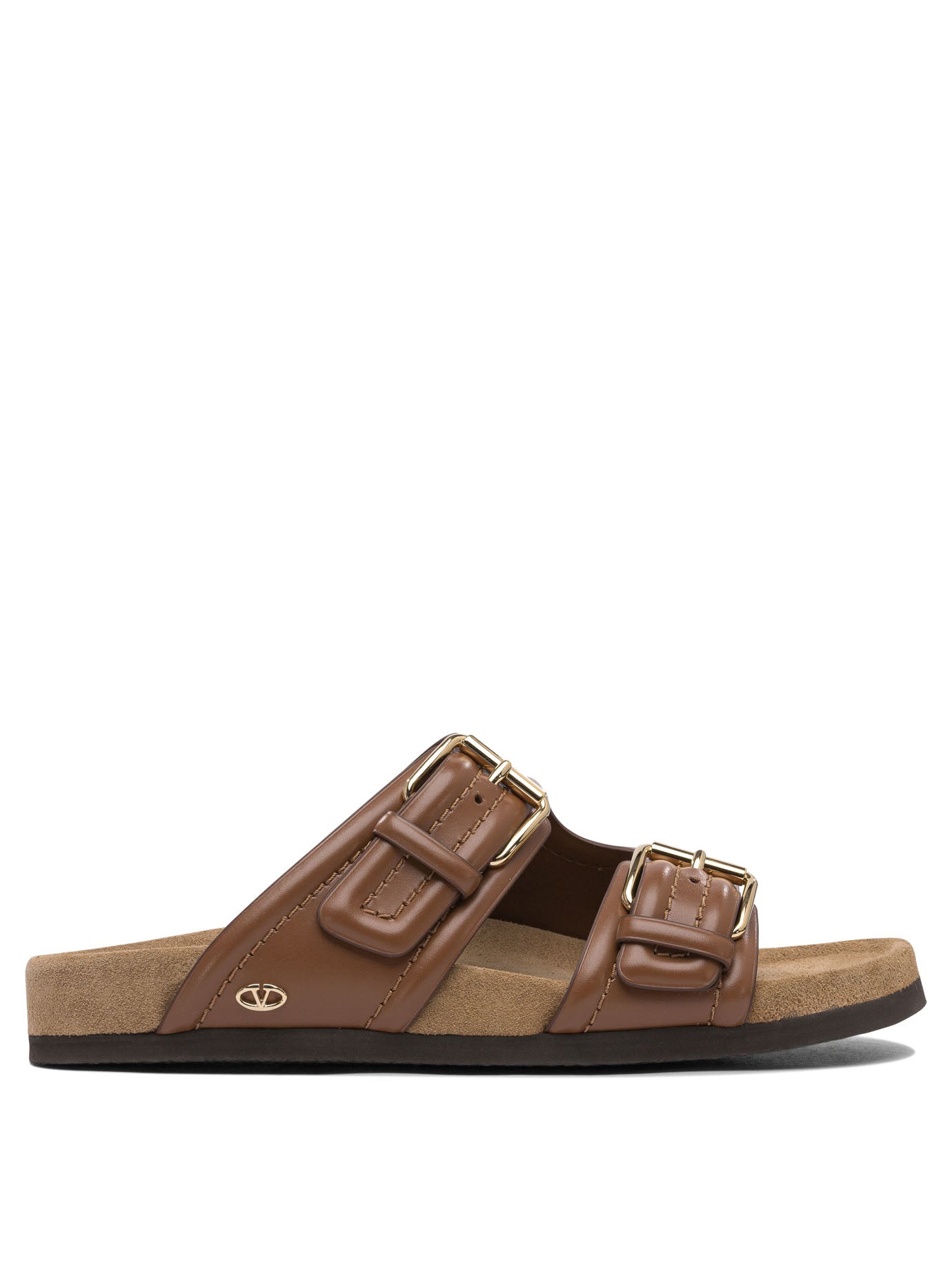 SANDALI IN PELLE CON LOGO VLOGO Valentino Garavani BROWN 40