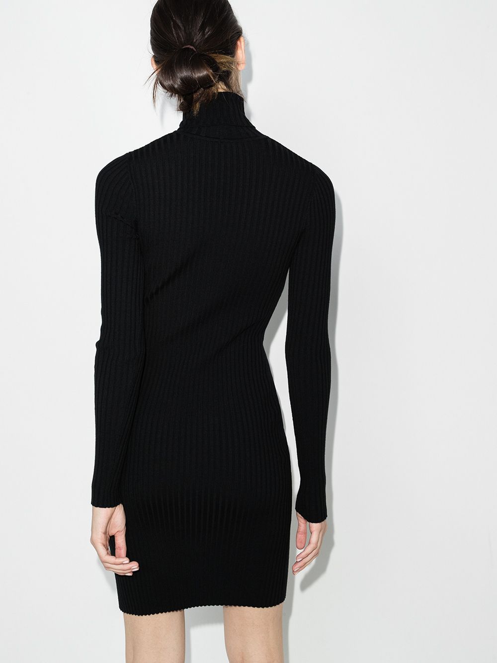 Black wool blend dress by Wolford, three-quarter view