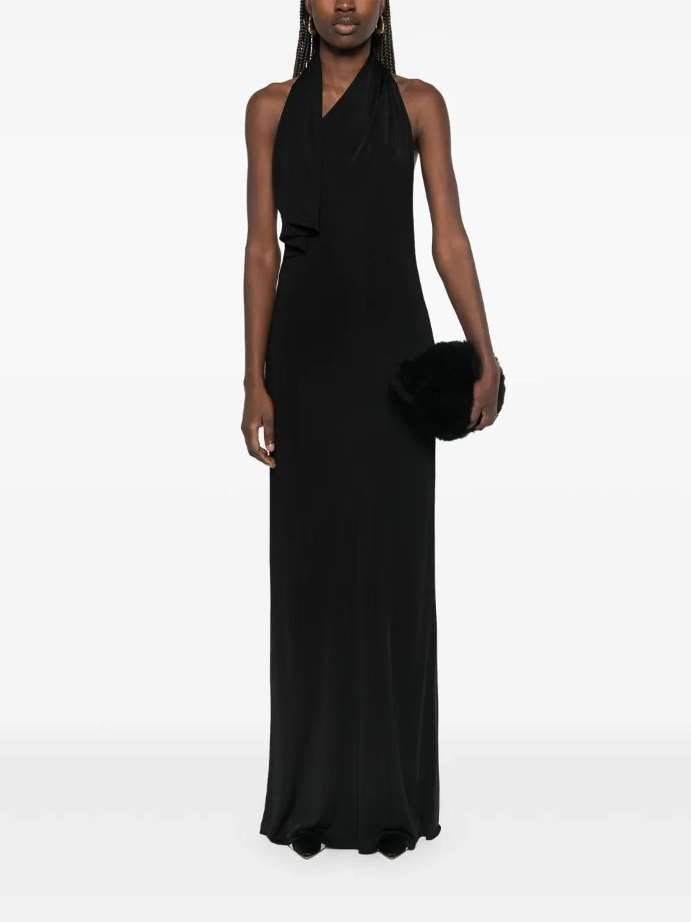 VESTIDO ROZA PAÑUELO ESCOTE NEGRO Khaite