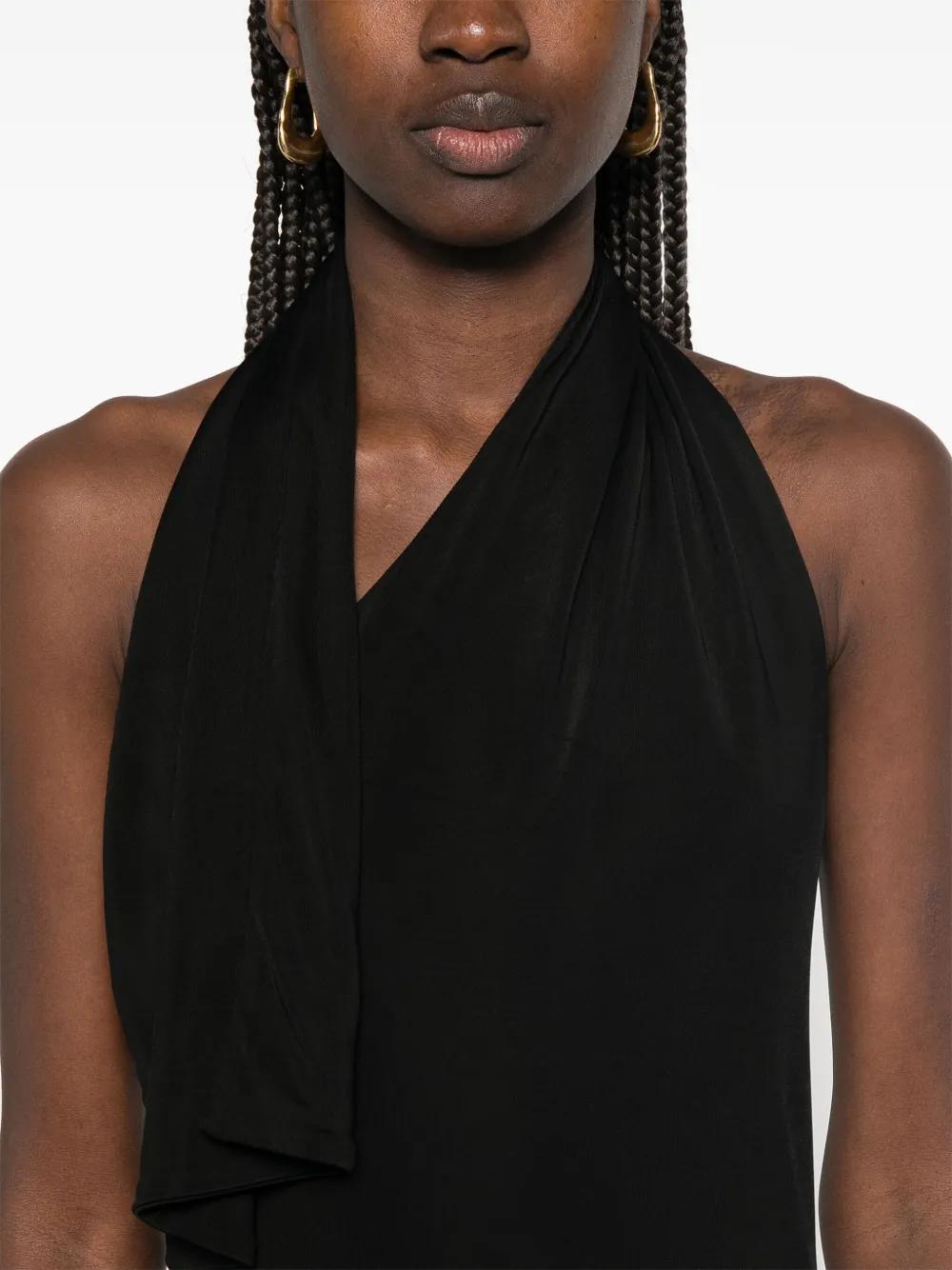 VESTIDO ROZA PAÑUELO ESCOTE NEGRO Khaite