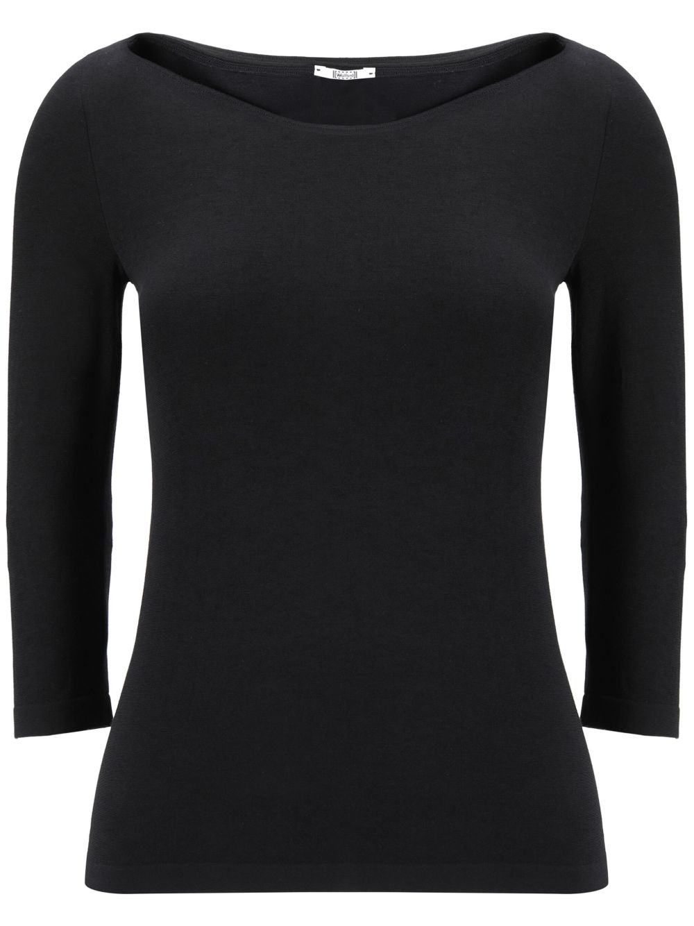 Black Wolford Cordoba long sleeve top with crew neckline, front view