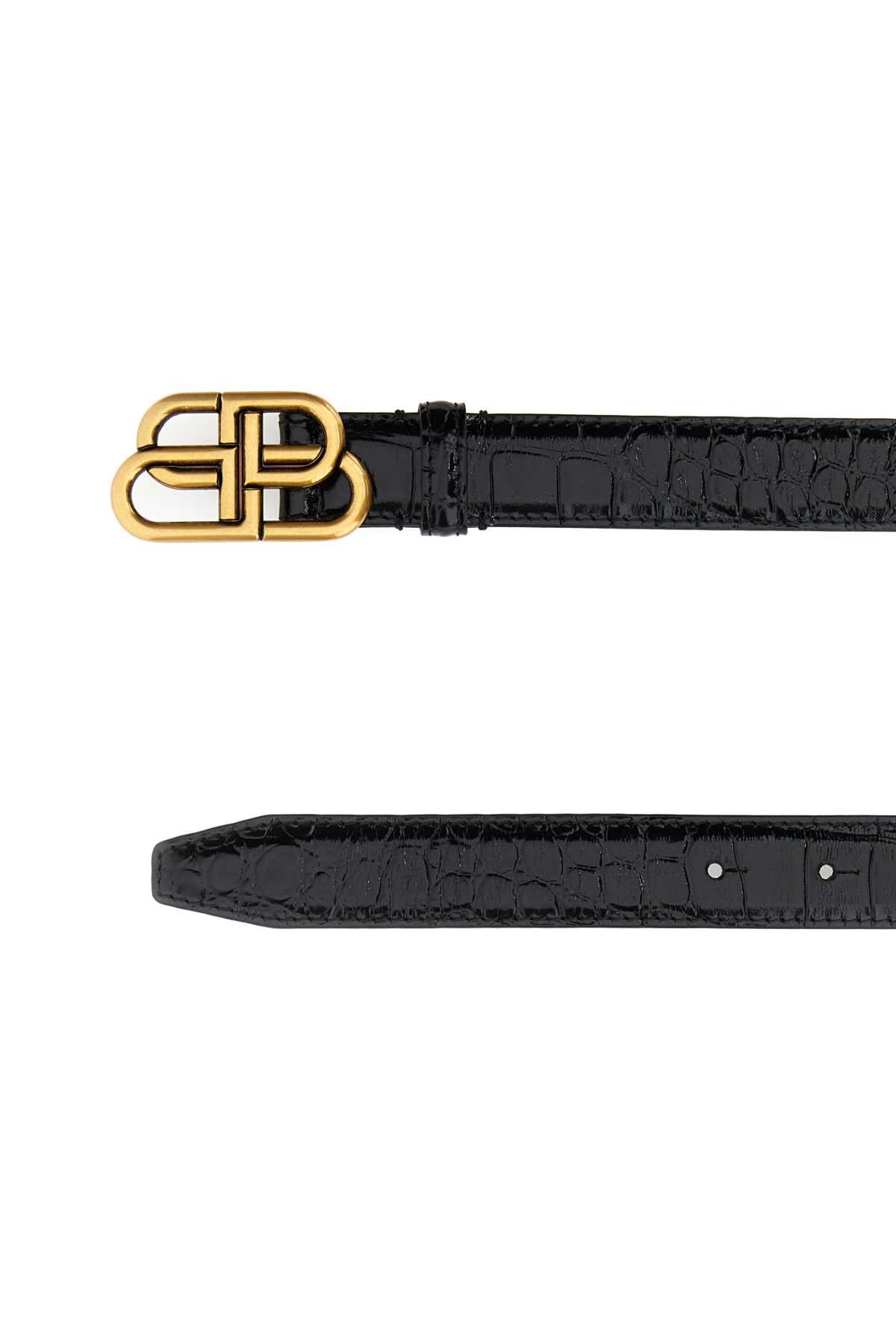 BLACK LEATHER BB BELT Balenciaga