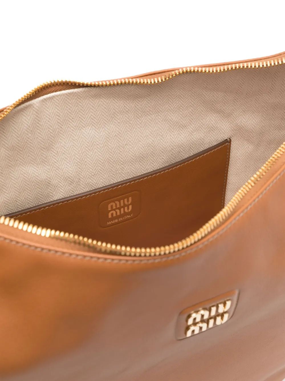 CARAMEL LEATHER SHOULDER BAG Miu Miu