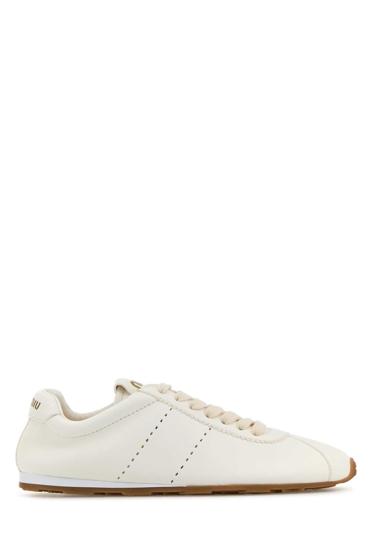WHITE LEATHER PLUME SNEAKERS Miu Miu WHITE 36