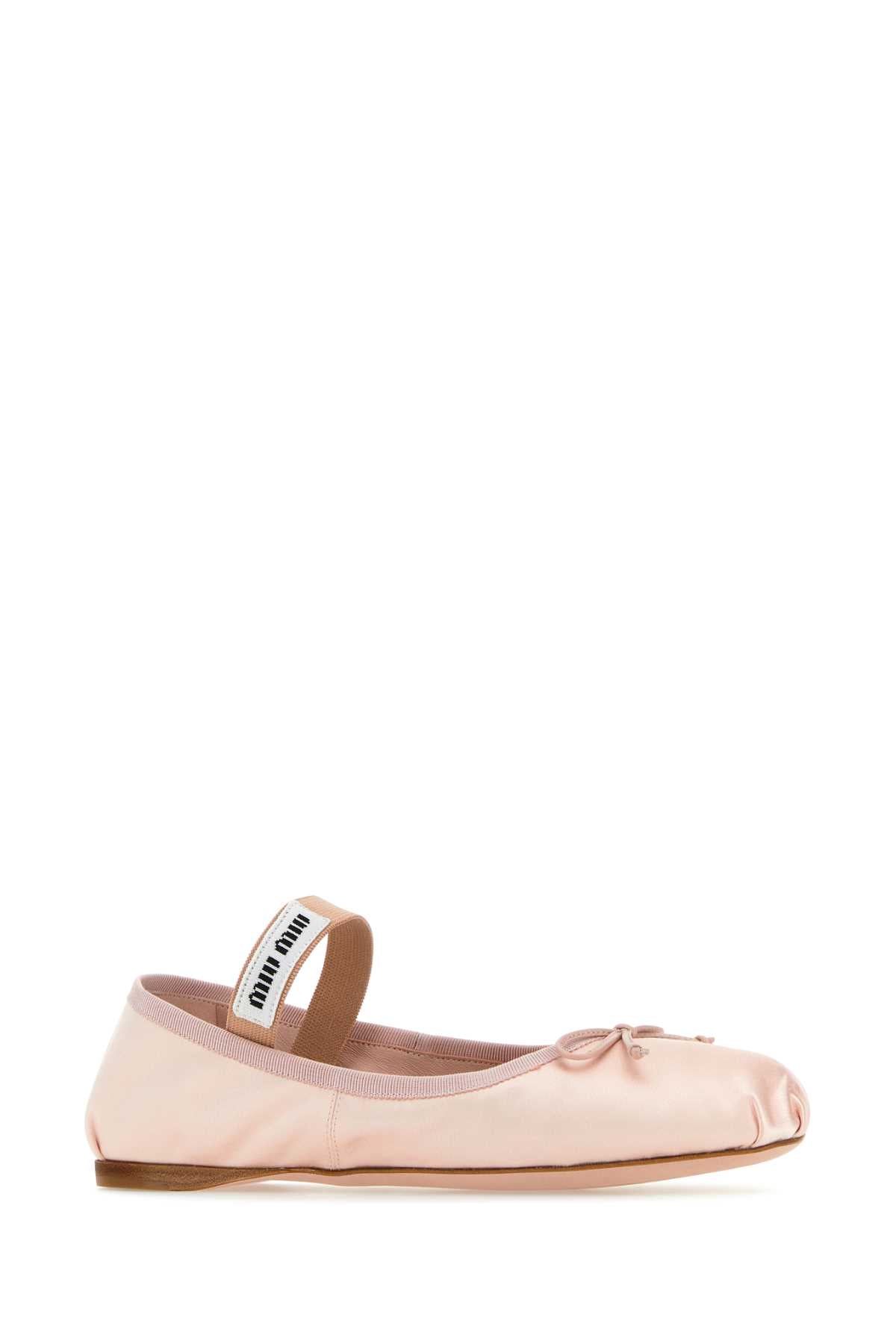 LIGHT PINK SATIN BALLERINAS Miu Miu