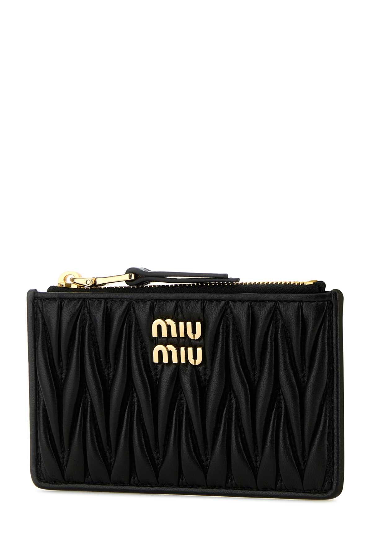 BLACK NAPPA LEATHER CARD HOLDER Miu Miu