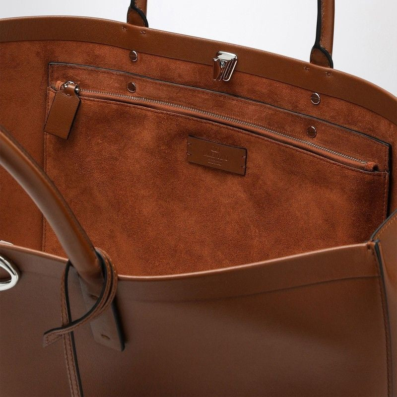BROWN LEATHER VLOGO SHOPPING BAG Valentino Garavani