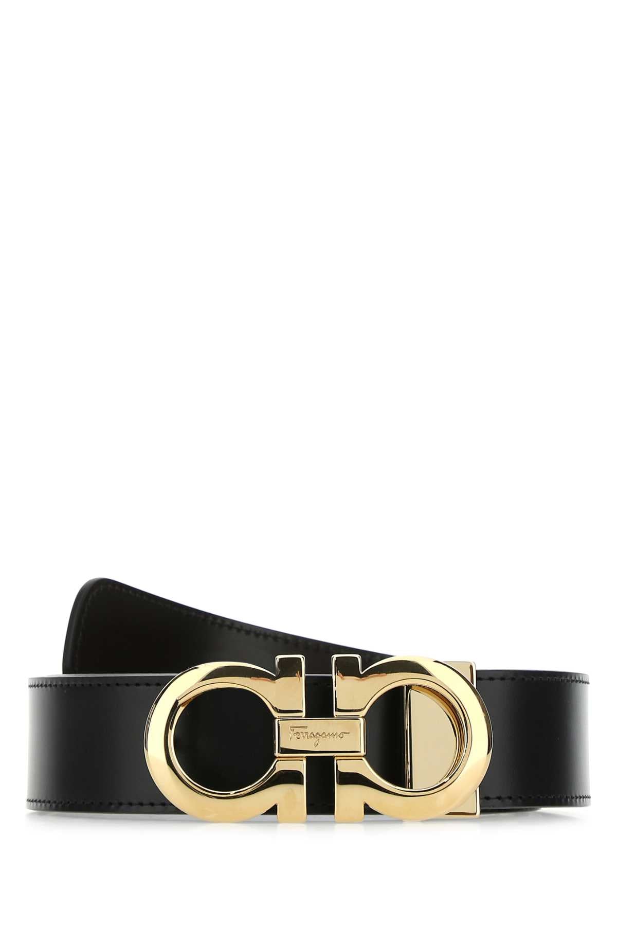 BLACK LEATHER REVERSIBLE BELT Ferragamo BLACK 105