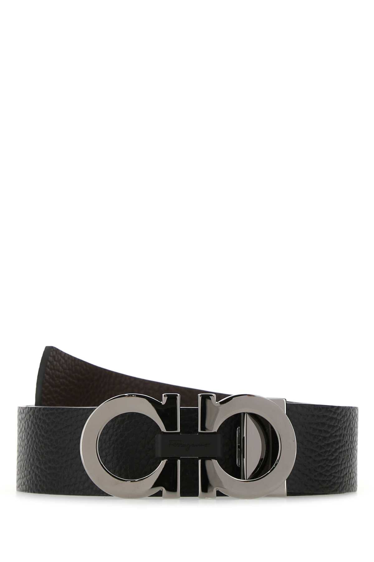 BLACK LEATHER REVERSIBLE BELT Ferragamo BLACK 90
