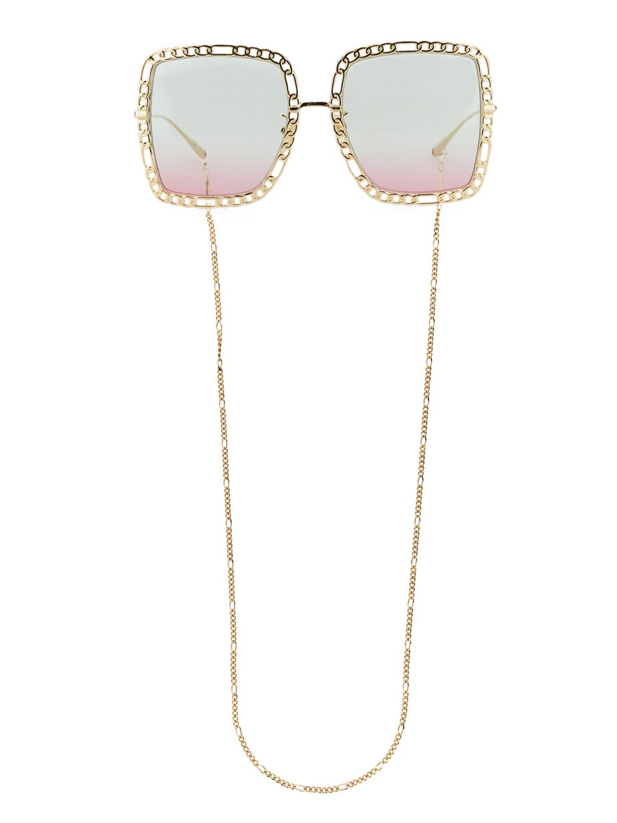 OCCHIALE DA SOLE RETTANGOLARE CON CATENA Gucci