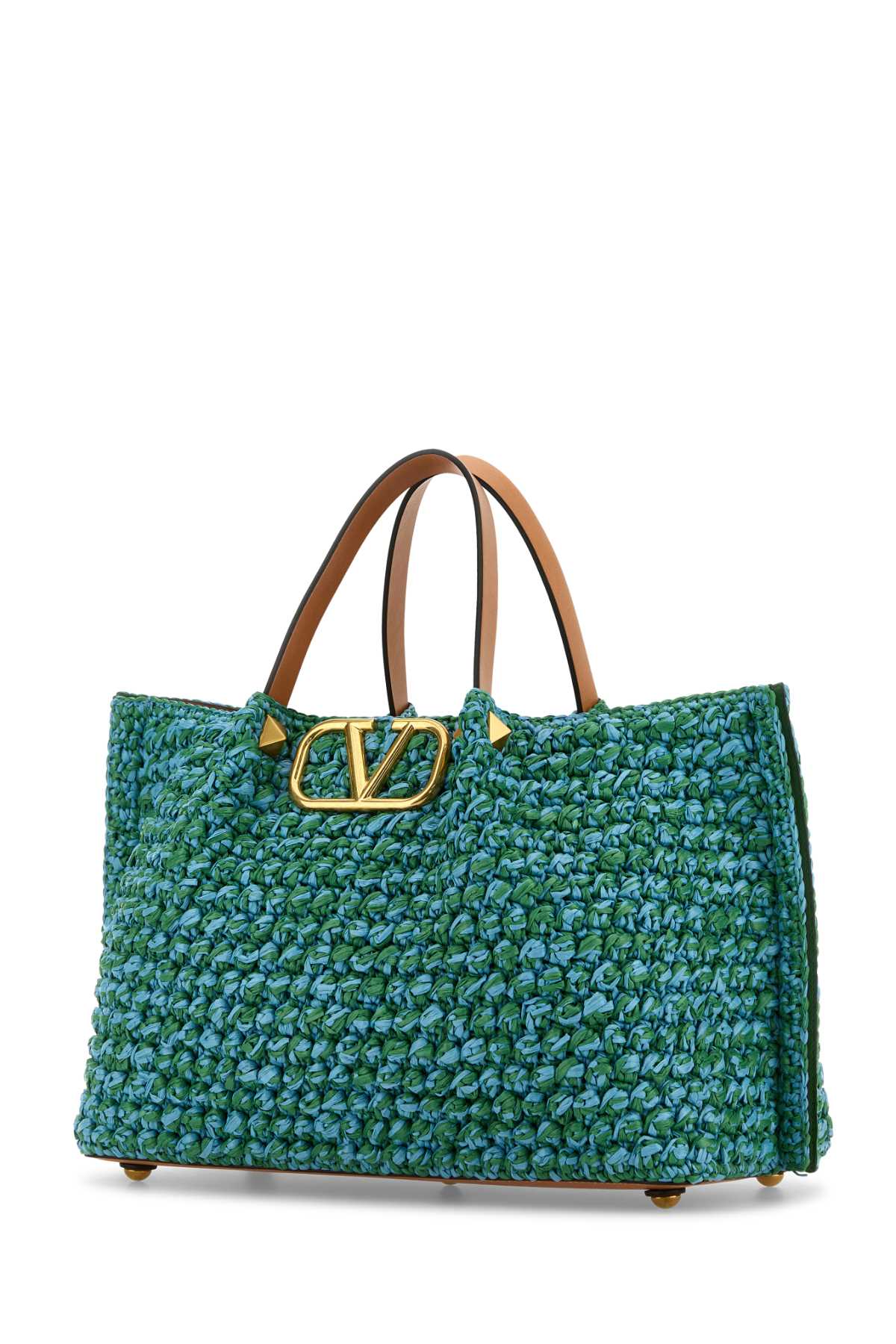 TWO-TONE RAFFIA MEDIUM SHOPPING BAG Valentino Garavani