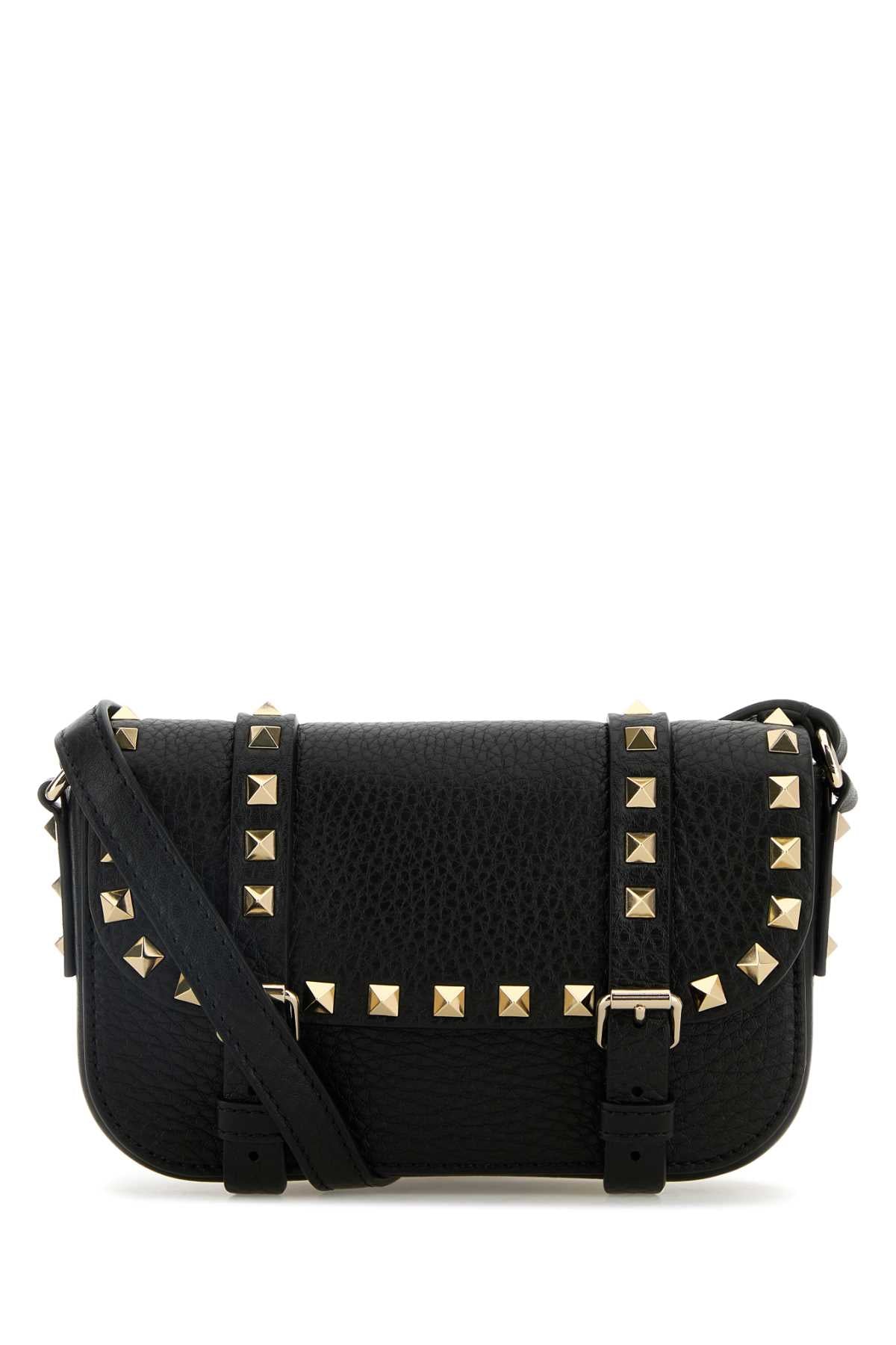 BLACK LEATHER ROCKSTUD CROSSBODY BAG Valentino Garavani BLACK TU