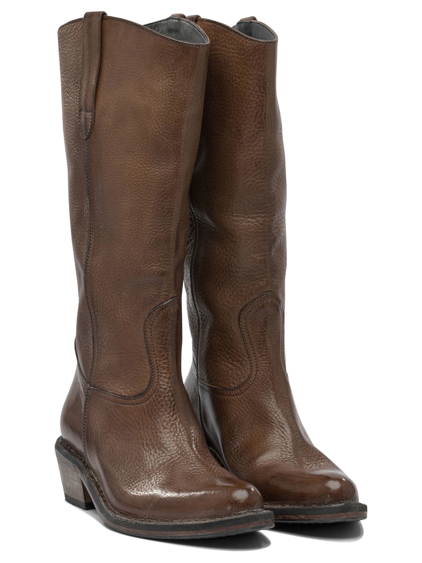 BROWN LEATHER BOOTS MOMA