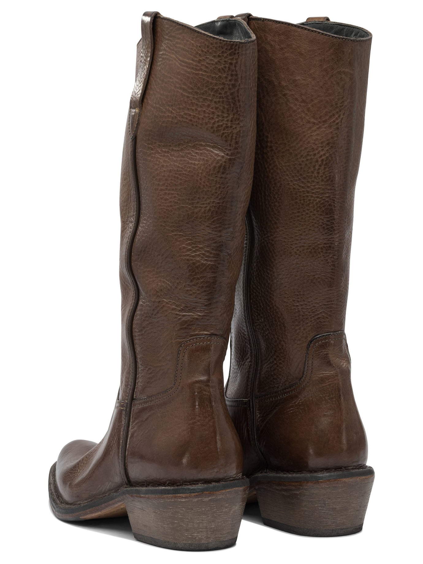 BROWN LEATHER BOOTS MOMA
