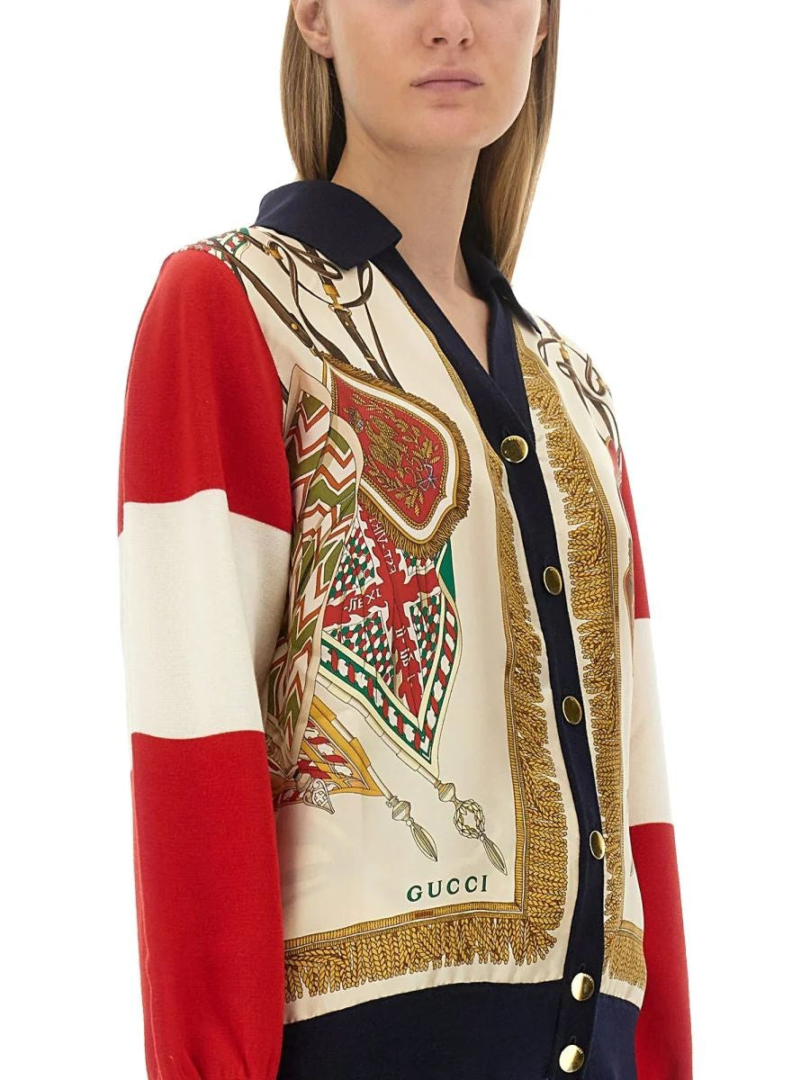 EXTRA FINE WOOL CARDIGAN WITH PRINT Gucci