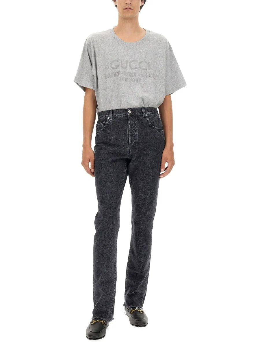 DENIM PANTS WITH LABEL Gucci