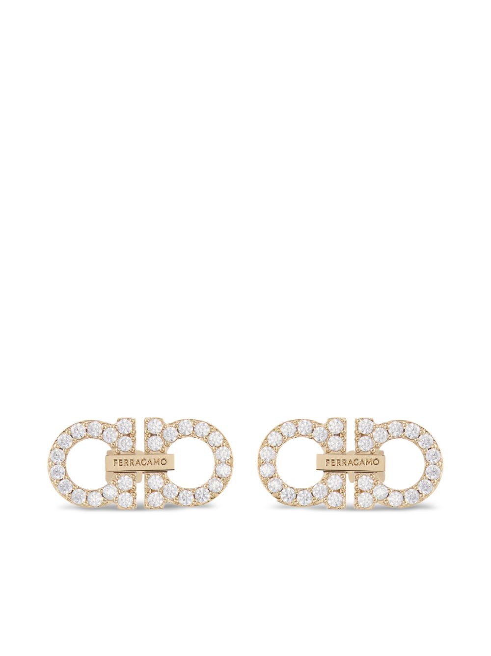 2 GANCI CRYSTAL EARRINGS Ferragamo GOLDEN UNI