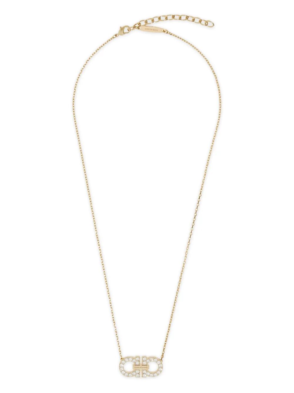 CRYSTAL EMBELLISHED GANCINI PENDANT NECKLACE Ferragamo METALLIC UNICA