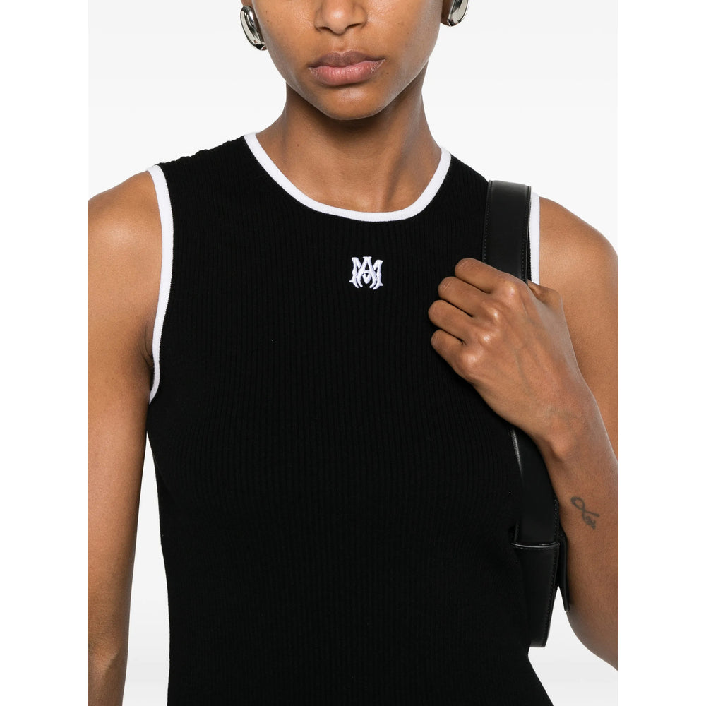 Black AMIRI sleeveless crop top, back view