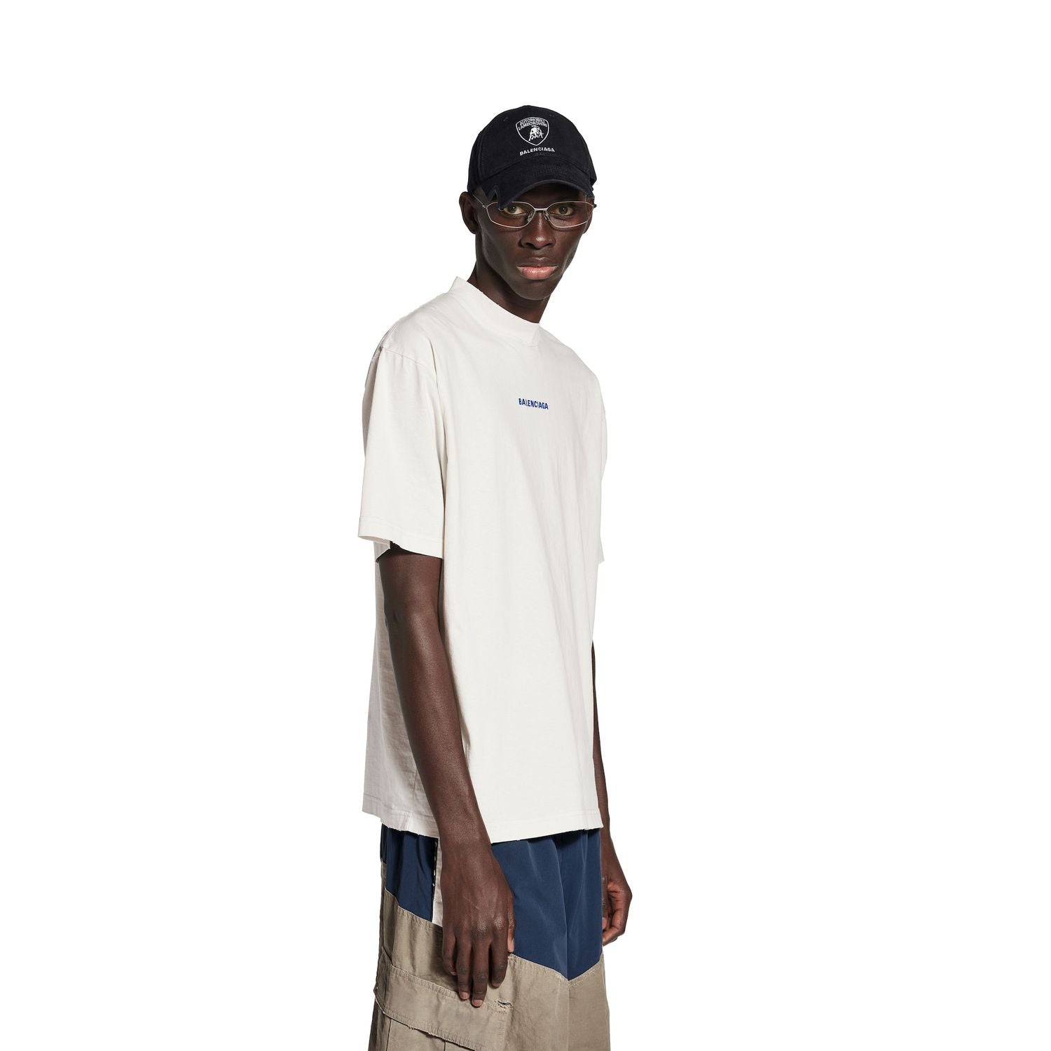 BALENCIAGA BACK T-SHIRT MEDIUM FIT IN DIRTY WHITE/BLUE Balenciaga