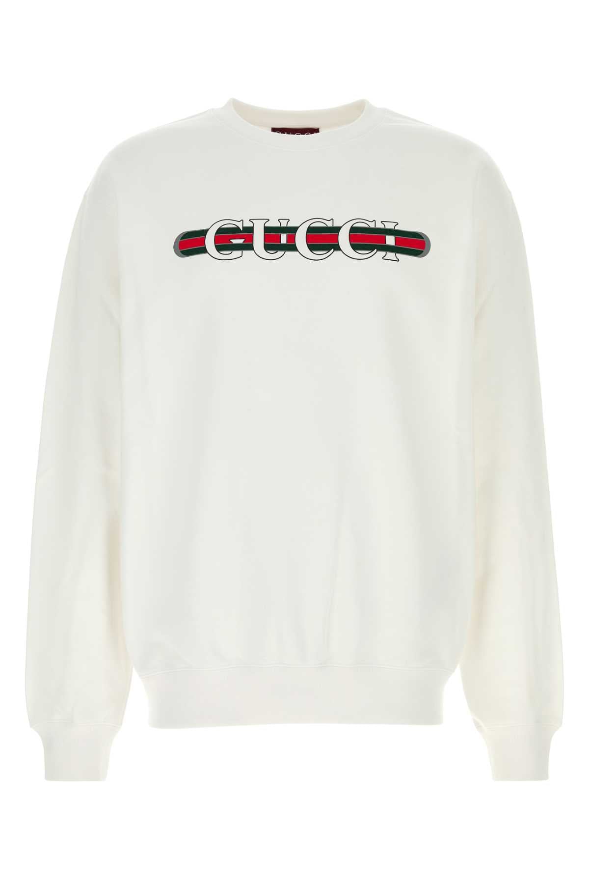 WHITE COTTON SWEATSHIRT Gucci WHITE S
