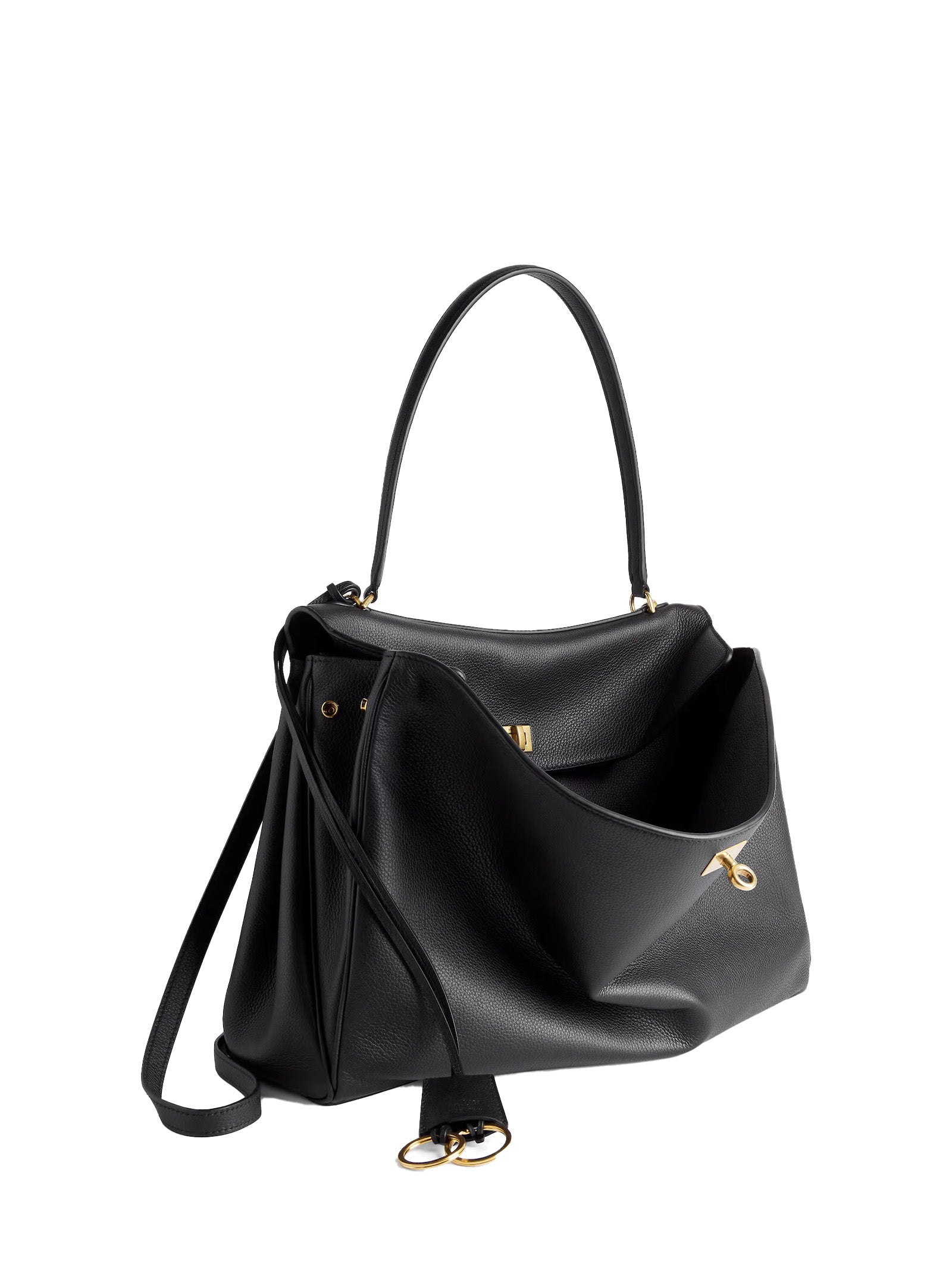 BLACK LEATHER LARGE RODEO HANDBAG Balenciaga