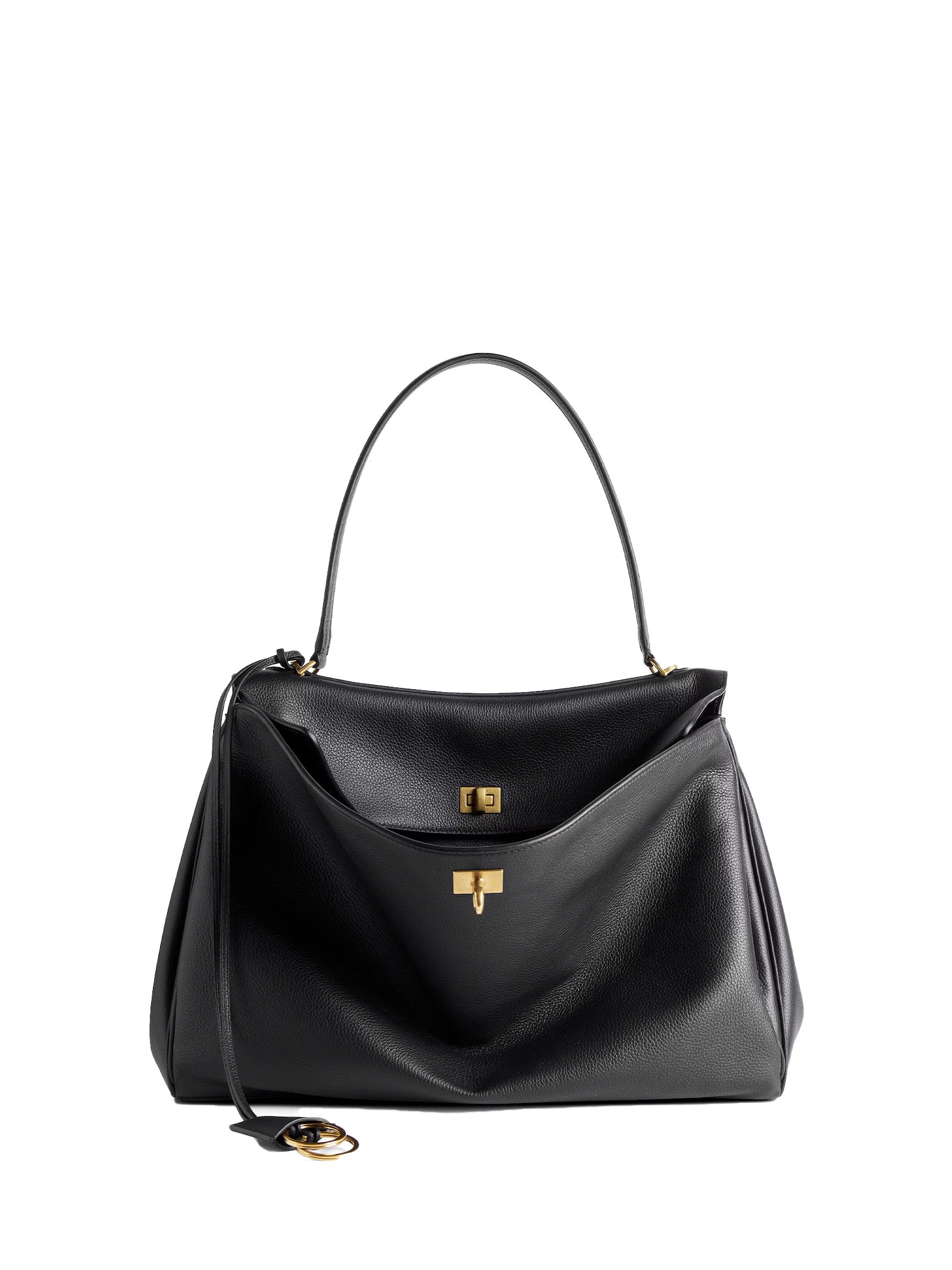 BLACK LEATHER LARGE RODEO HANDBAG Balenciaga BLACK TU