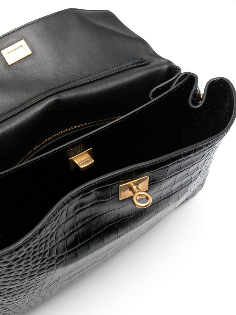 BLACK LEATHER RODEO HANDBAG Balenciaga