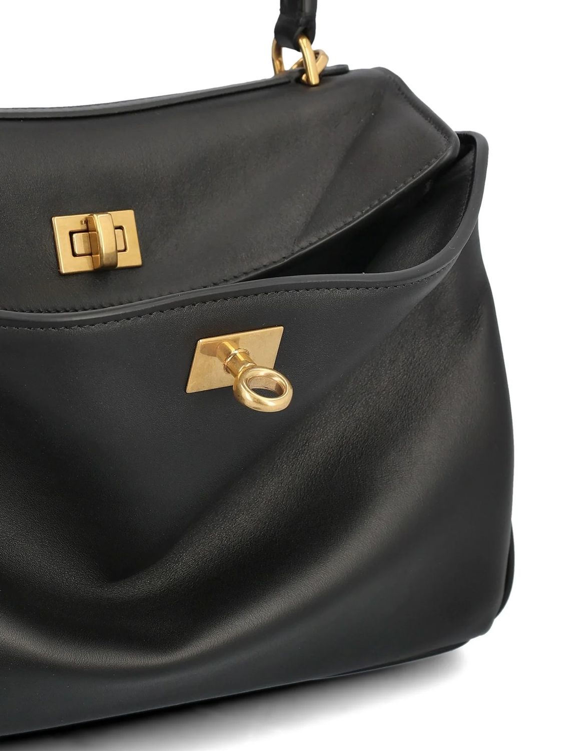 BLACK LEATHER SMALL RODEO HANDBAG Balenciaga