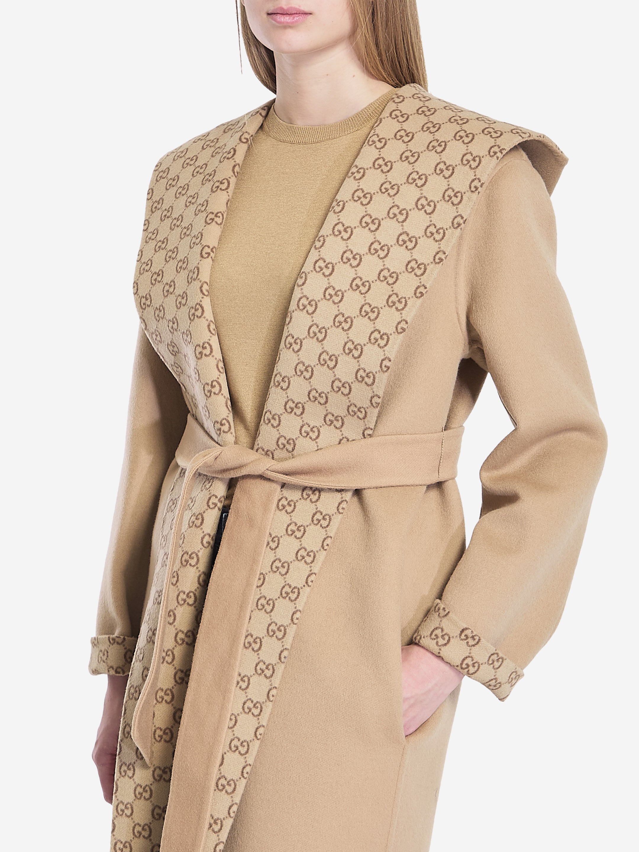 CAMEL WOOL BLEND REVERSIBLE COAT Gucci
