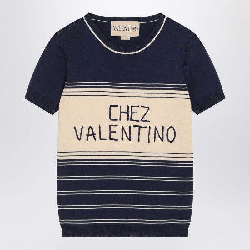 NAVY BLUE COTTON SWEATER Valentino Garavani BLUE S