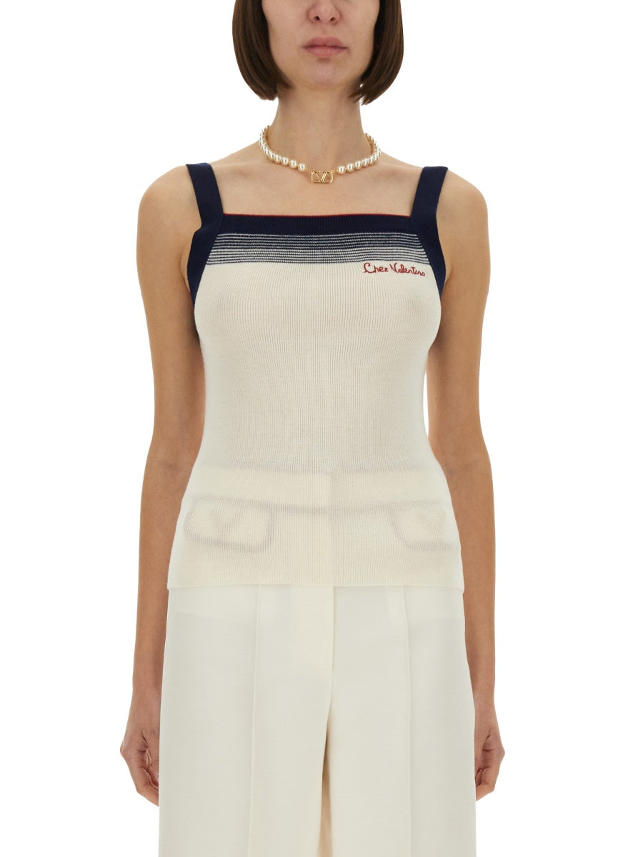 IVORY WOOL TOP Valentino Garavani WHITE XS