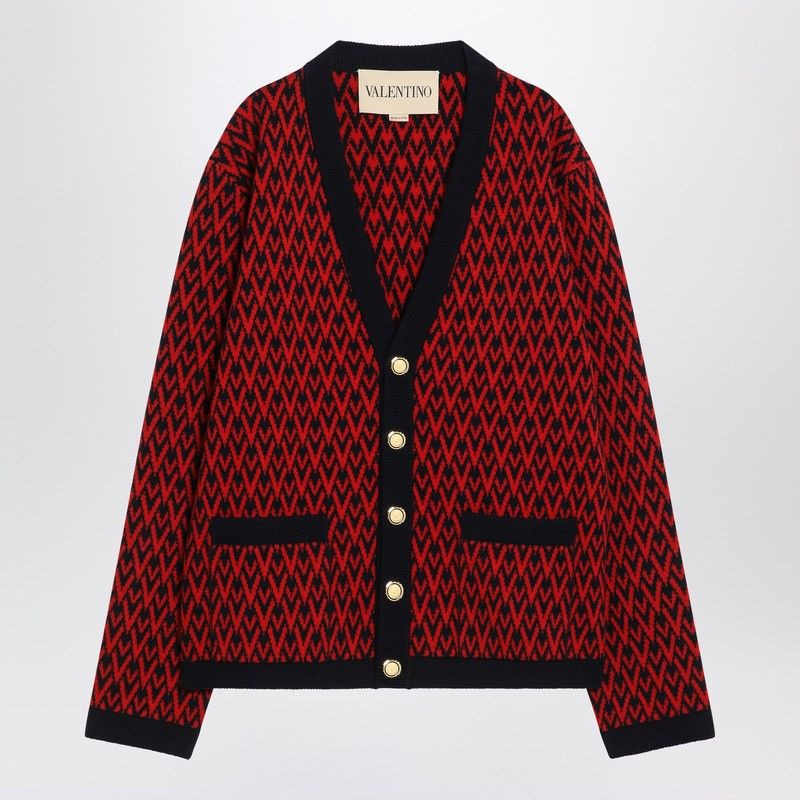 CARDIGAN WITH TOUTE LA V PATTERN Valentino RED M