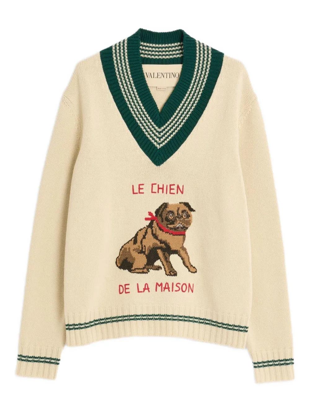 LE CHIEN DE LA MAISON PULLOVER Valentino Garavani WHITE M