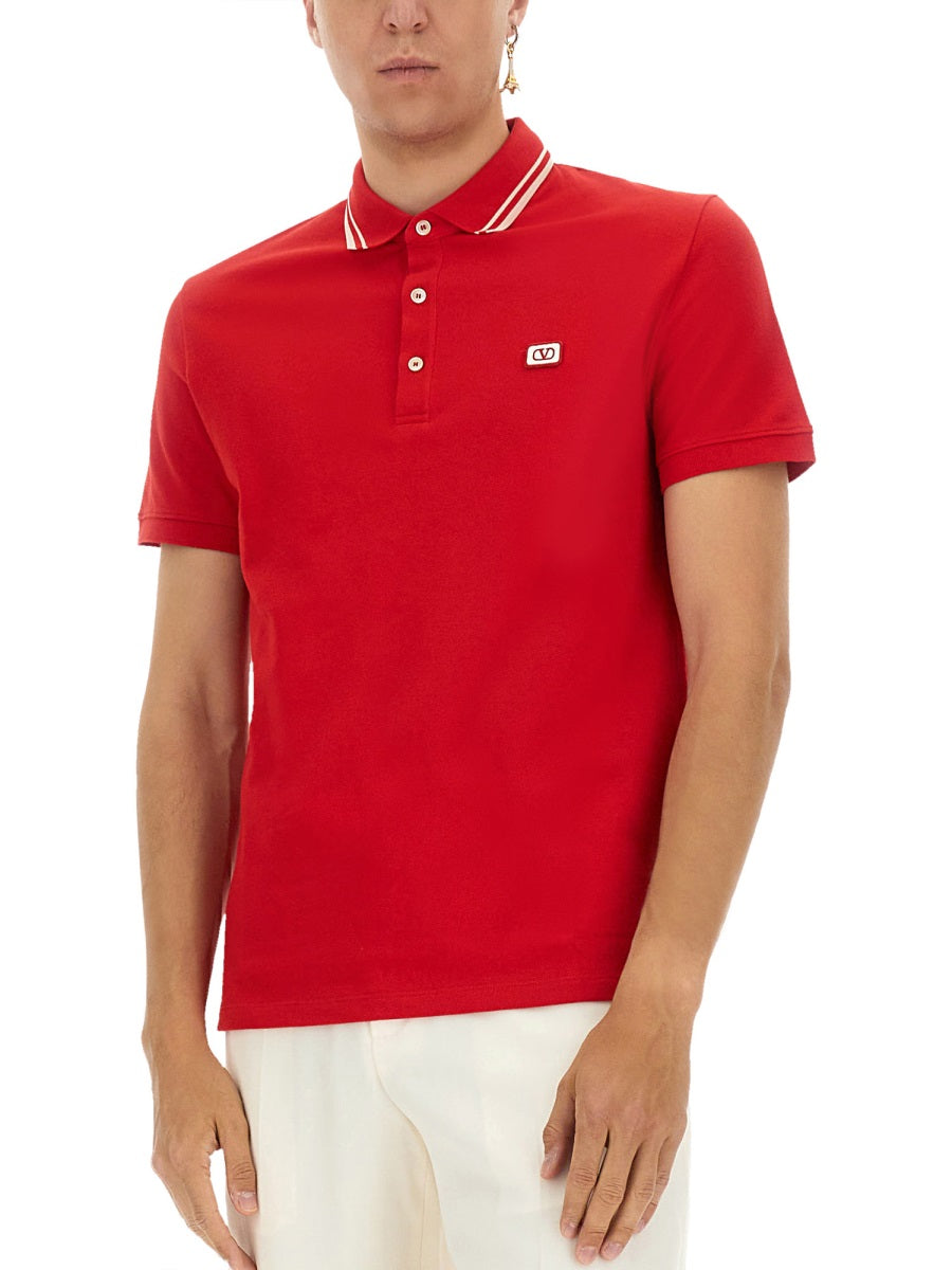 RED COTTON POLO SHIRTS Valentino