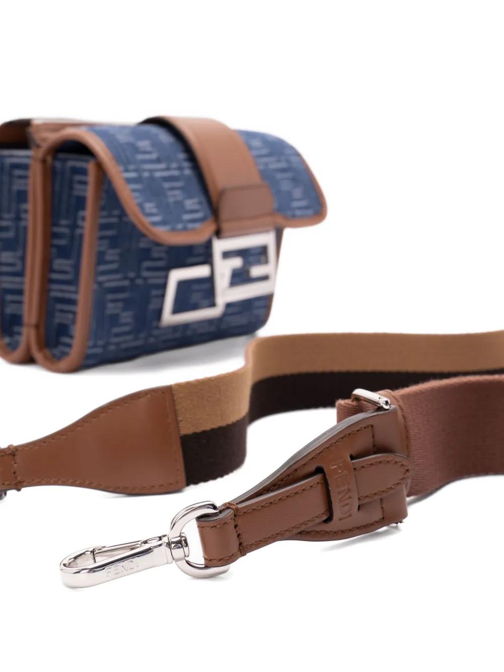 DENIM-EFFECT FF JACQUARD AND LEATHER DOUBLE BAGUETTE BAG Fendi