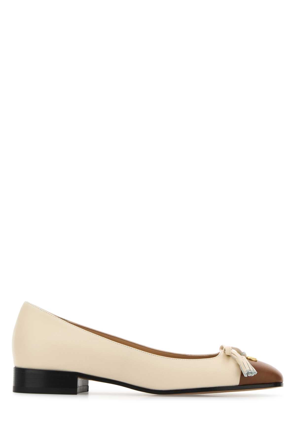 IVORY LEATHER VLOGO SIGNATURE BALLERINAS Valentino Garavani WHITE 38