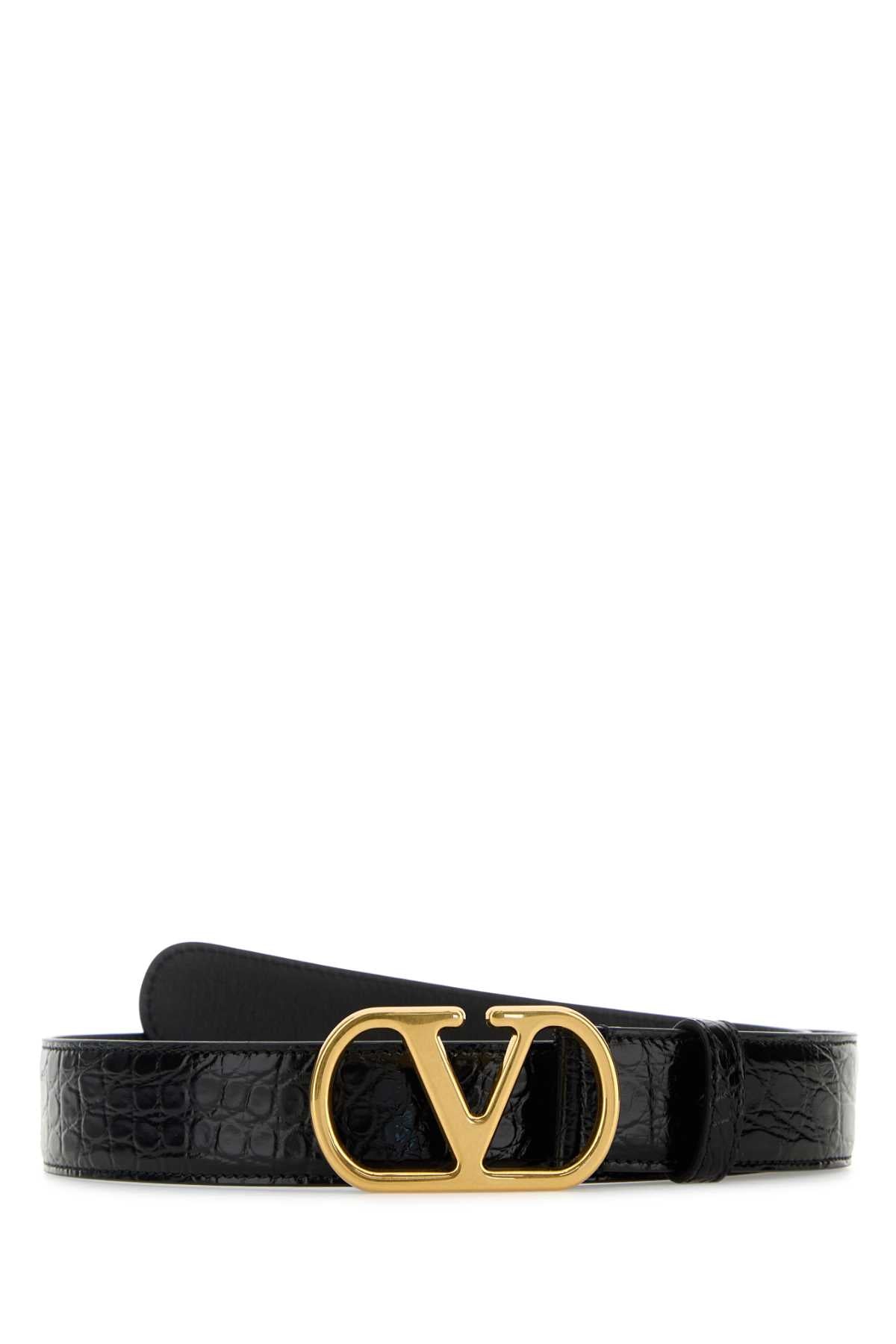 BLACK LEATHER VLOGO BELT Valentino Garavani BLACK 85