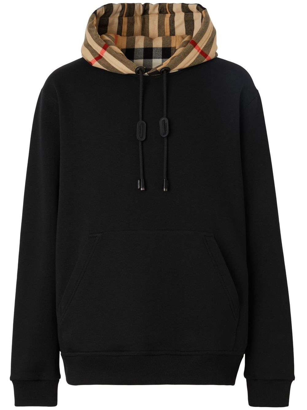 CHECK MOTIF COTTON HOODIE Burberry BLACK S