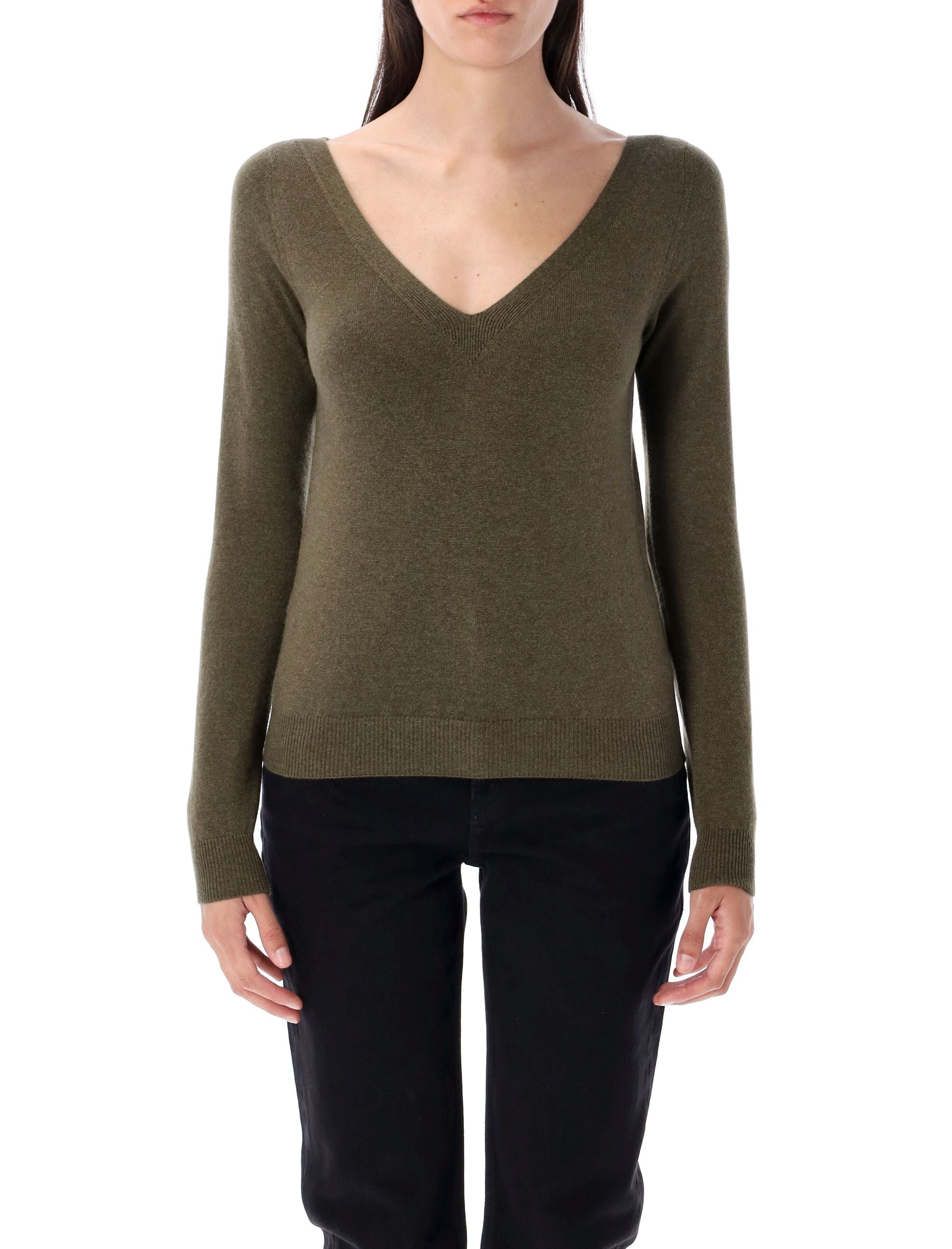 V NECK KNIT Saint Laurent KHAKI S