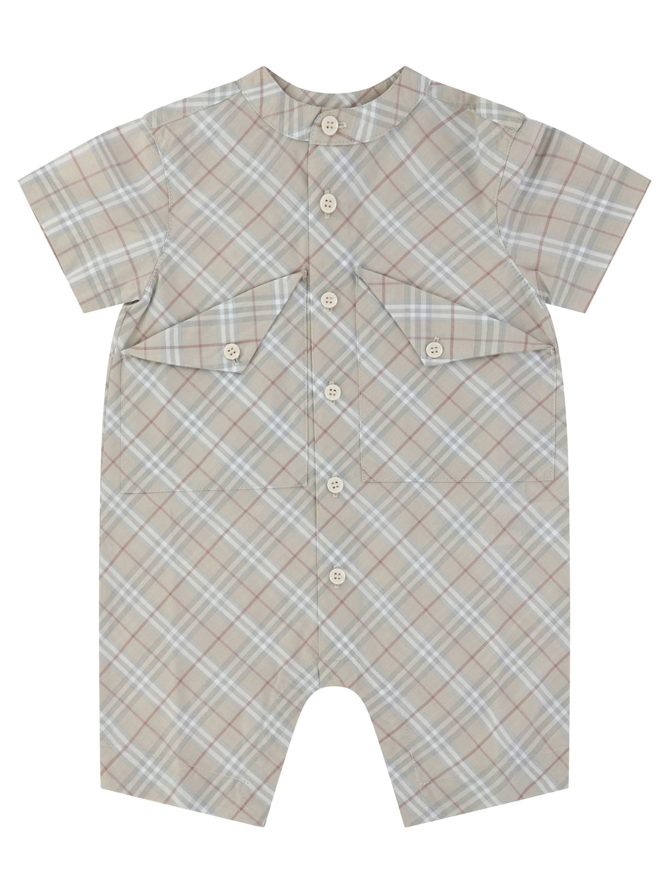 CHECK COTTON PLAYSUIT BURBERRY KIDS BEIGE 3M