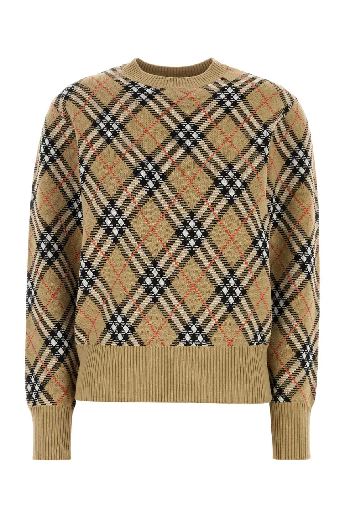 EMBROIDERED WOOL BLEND SWEATER Burberry CHECKED XXS