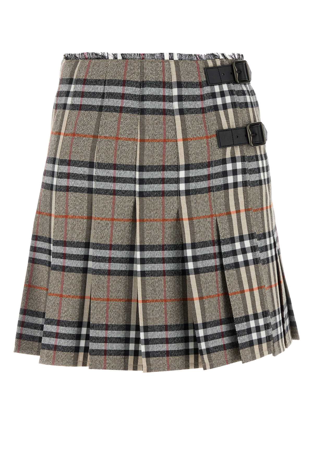 EMBROIDERED WOOL SKIRT Burberry STRIPPED 4