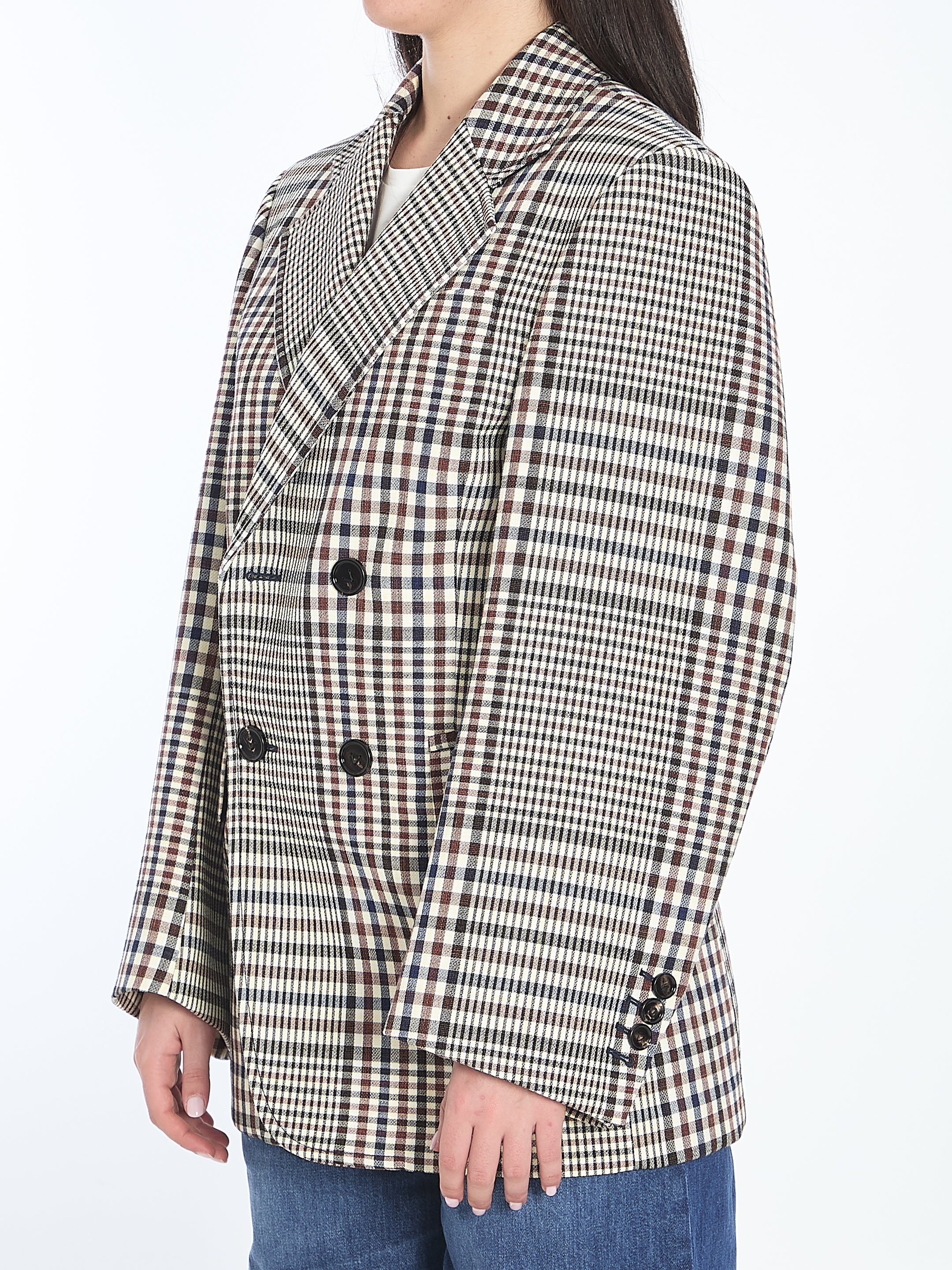 DOUBLE-BREASTED CHECK BLAZER Bottega Veneta