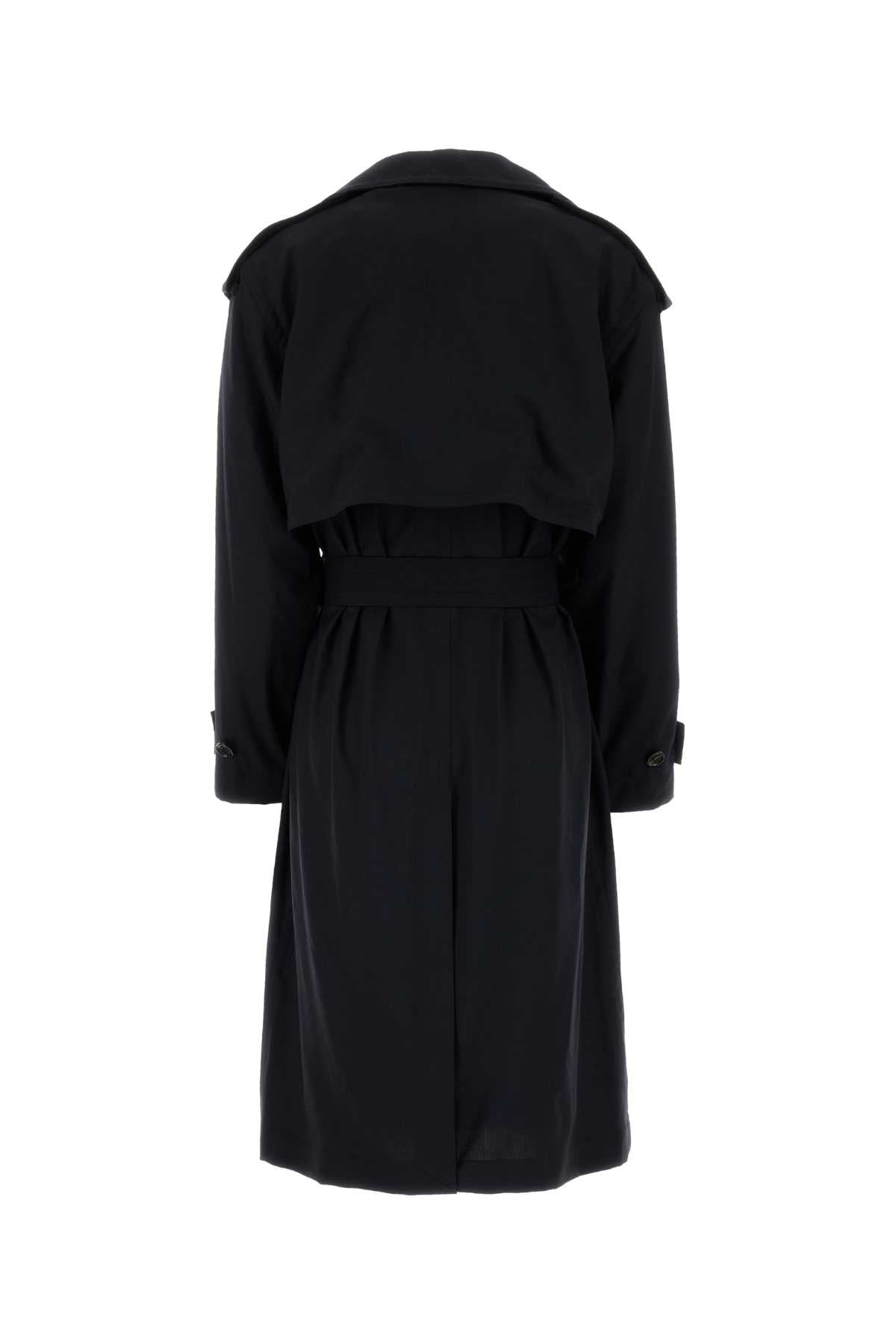 BLACK WOOL TRENCH COAT Bottega Veneta