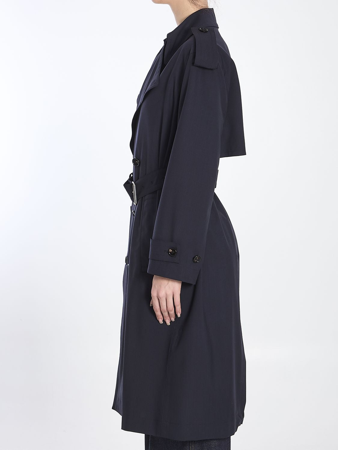 BLACK WOOL TRENCH COAT Bottega Veneta