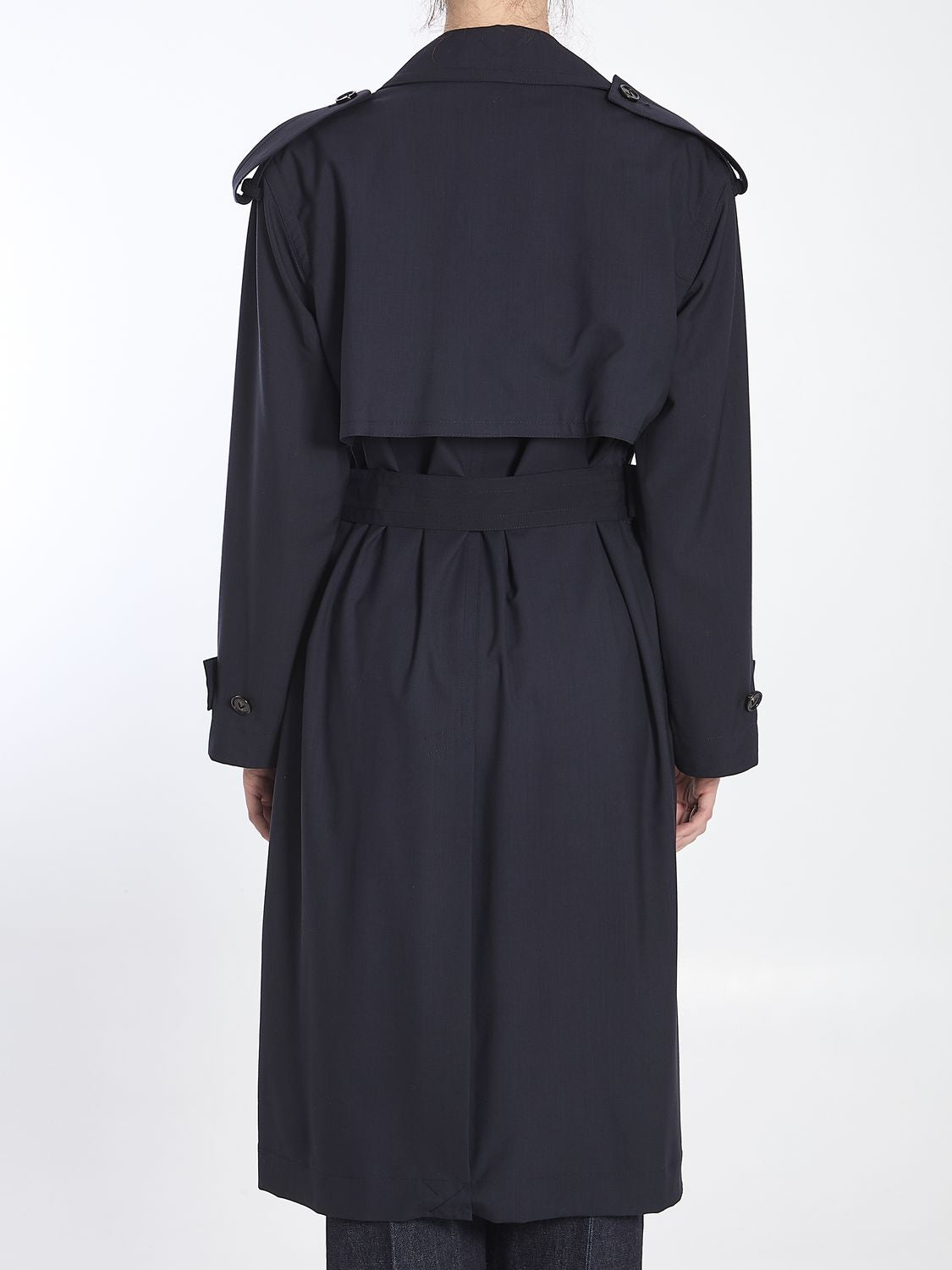 BLACK WOOL TRENCH COAT Bottega Veneta