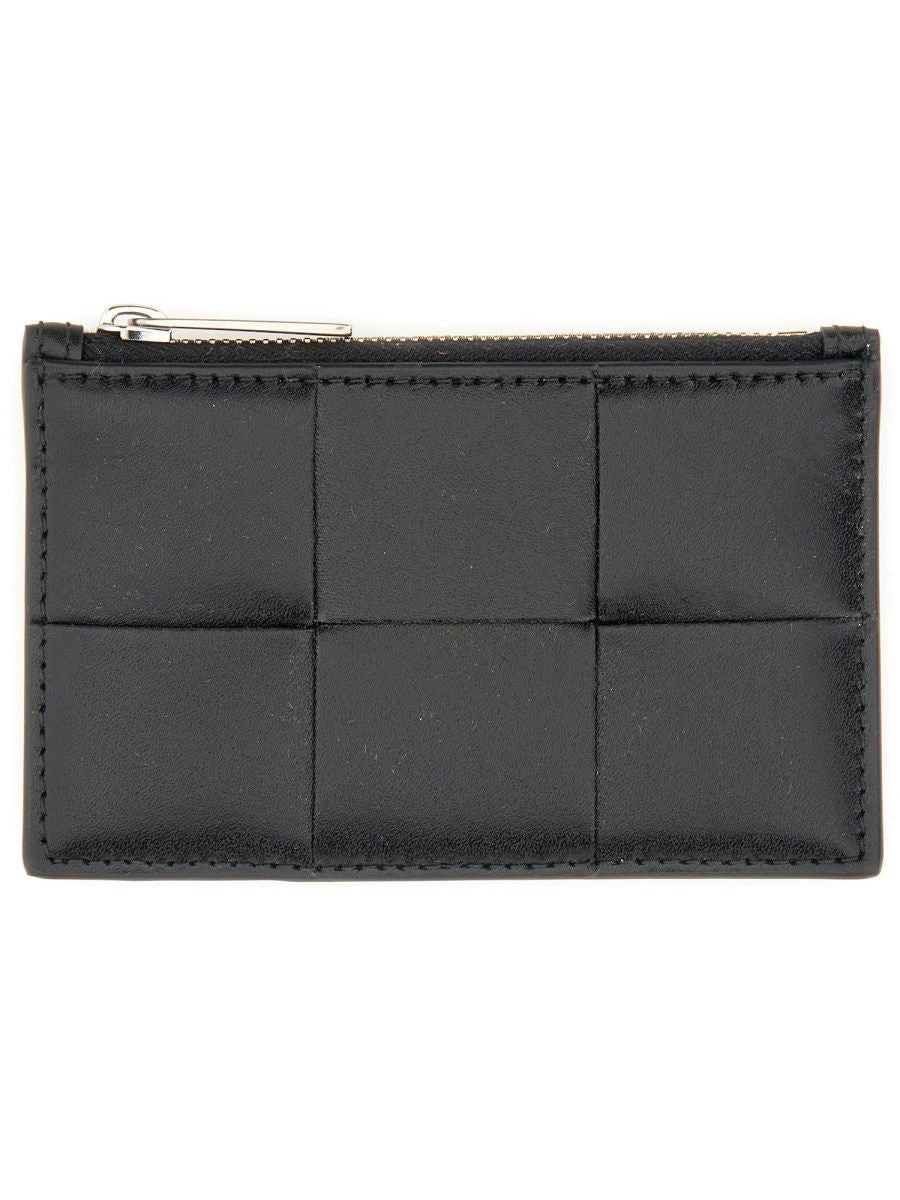 CASSETTE CARD HOLDER WITH ZIPPER Bottega Veneta BLACK UNI